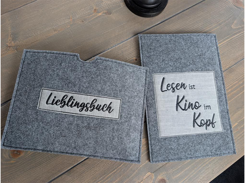 Preview: Buchhülle aus Filz - ITH-Stickdatei